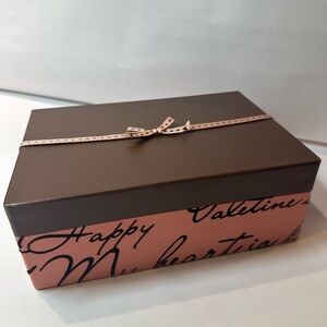Brown & Pink Valentine’s Gift Flip Box w/ Ribbon - two smaller boxes inside